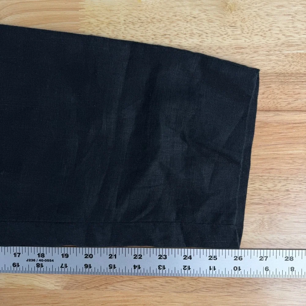 Banana Republic High Rise Slim Ankle Trousers Women 12 Black Linen Tapered Pants